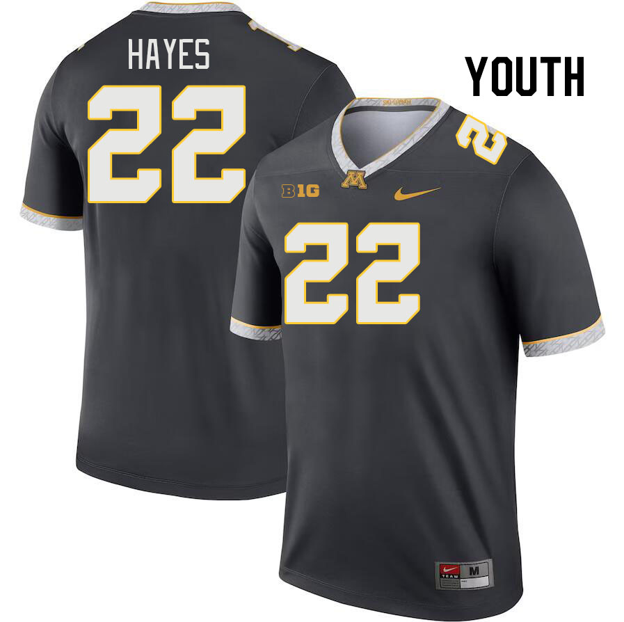 Youth #22 Donielle Hayes Minnesota Golden Gophers College Football Jerseys Stitched Sale-Charcoal